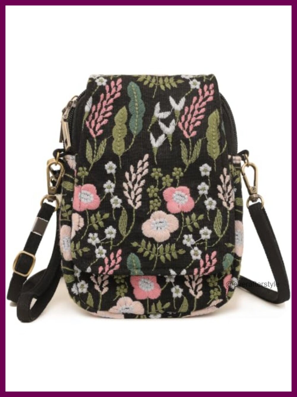 Embroidered Mini Crossbody Bag Wristlet Wallet Cell Phone Pouch Coin Purse
